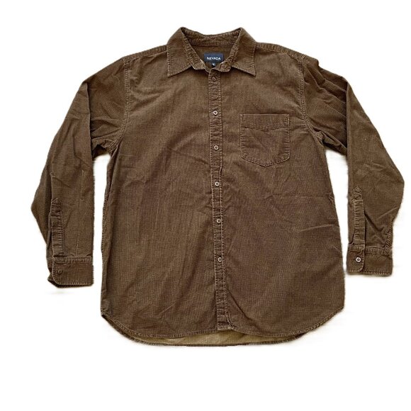Nevada Velvet Check Button Up Shirt Tan Brown Men's Medium - Picture 1 of 7